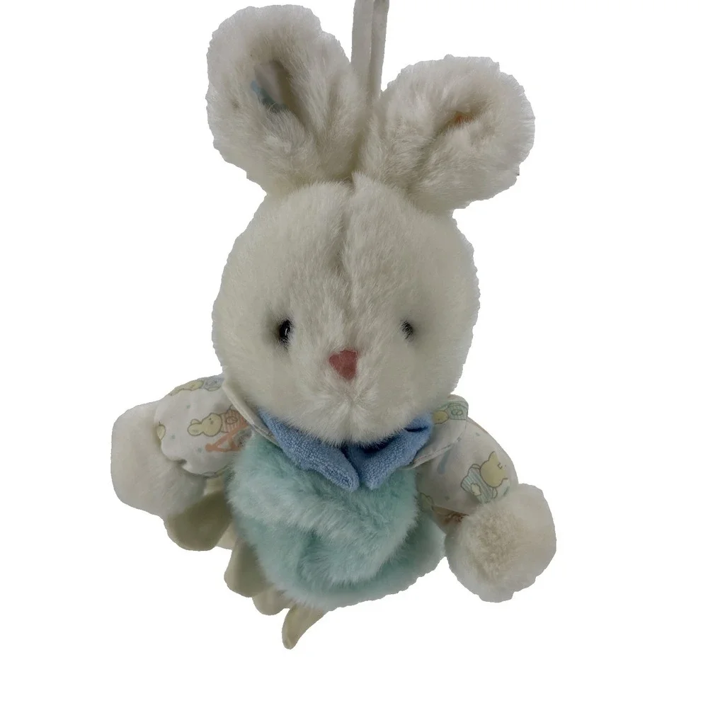Vintage‎ Carters Prestige Bunny Plush Musical Pull Toy Pastel Blue WORKS!